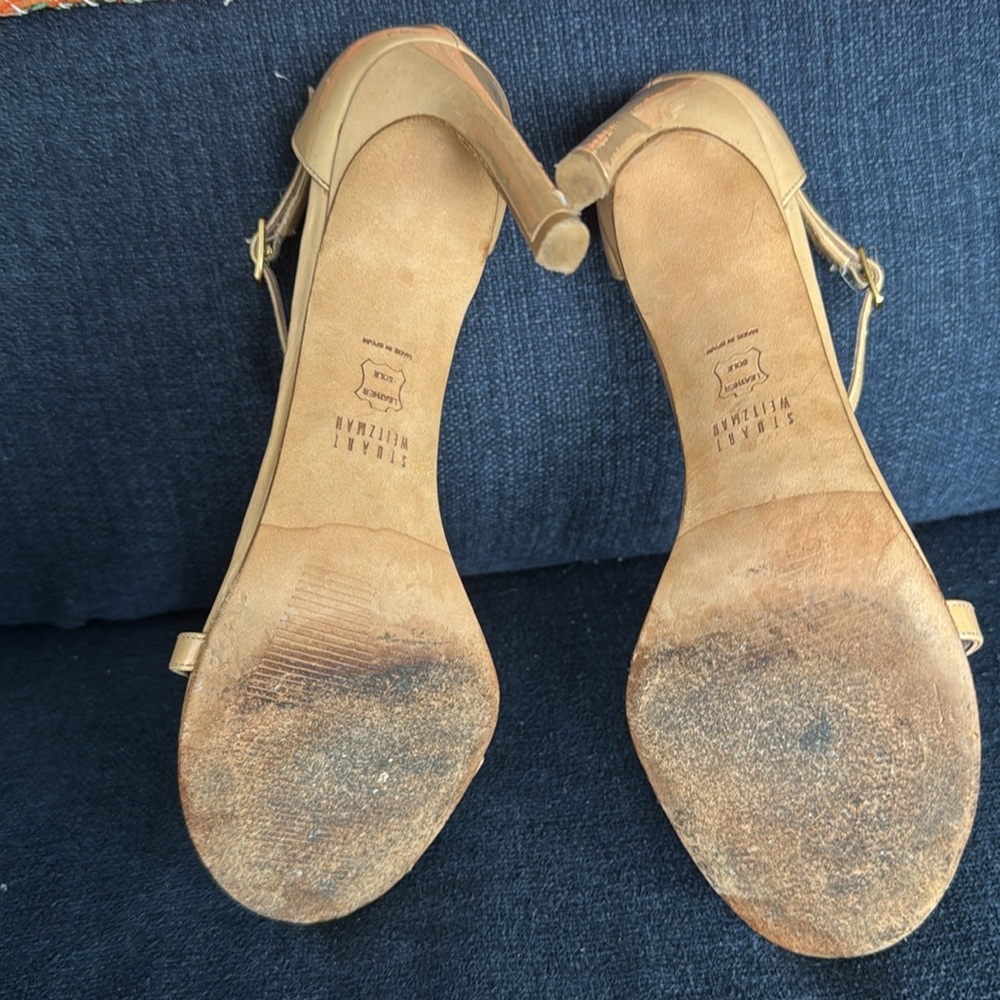 Stuart Weitzman Nudistsong Sandals in Nude Patent Leather - Picture 8 of 8